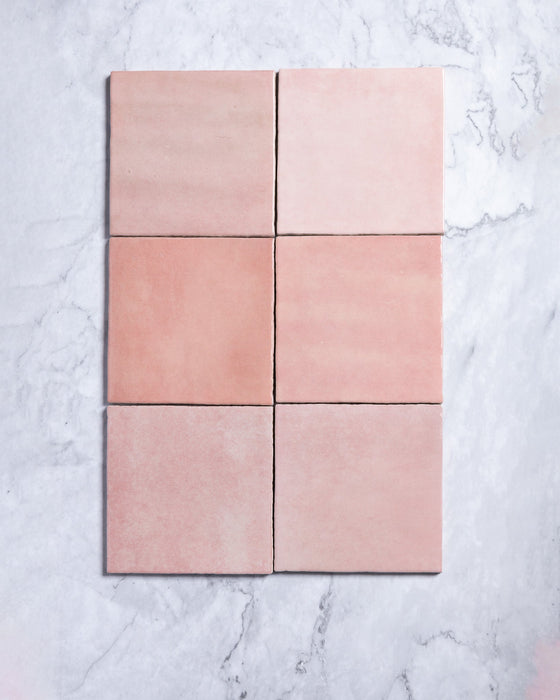 Collie Artisanal Square Pink Gloss Zellige Look Spanish Tile 132x132mm