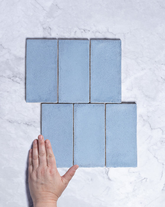 Exville Sky Blue Gloss Spanish Tile 75x150mm