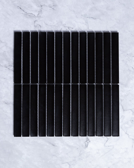 Gracemere Black Matt Concave Kit Kat Finger Mosaic Tile